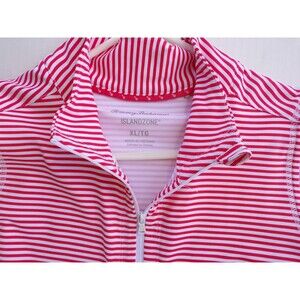 Tommy Bahama Island Zone Sleeveless Red and White Striped 1/4 Zip Dress XL